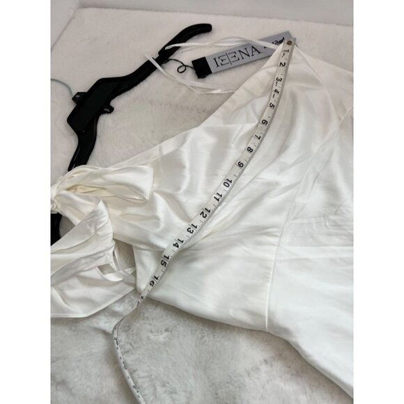 NWTD IEENA FOR MAC DUGGAL Size 6 One Shoulder Calf Midi Dress White MSRP $298 - Picture 5 of 12